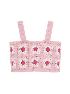 Set Top Crochê e T-Shirt Mayoral Rosa para Menina