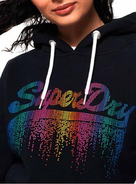 Sweat Superdry Logo da cascata Azul Mulher