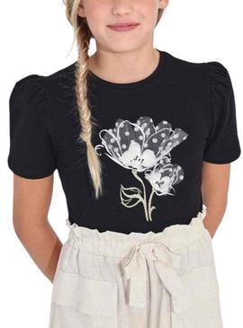 T-Shirt Mayoral Aplique Preto para Menina