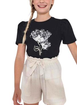 T-Shirt Mayoral Aplique Preto para Menina