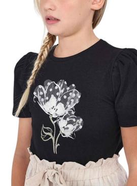 T-Shirt Mayoral Aplique Preto para Menina