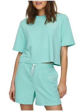 T-Shirt Only Sasja Turquoise para Mulher