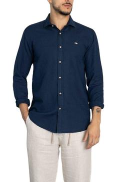 Camisa Klout Lino Azul Marinho para Homem