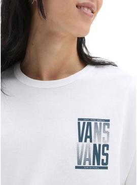 T-Shirt Vans Stacked Branco para Mulher