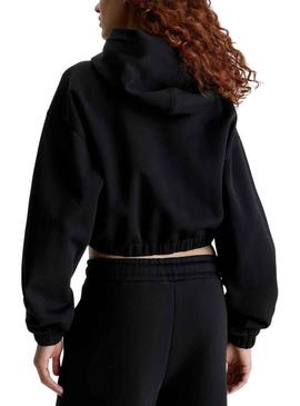 Sweat Calvin Klein Gathered Cropped Preto Mulher