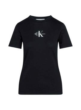 T-Shirt Calvin Klein Monologo Slim Preto Mulher