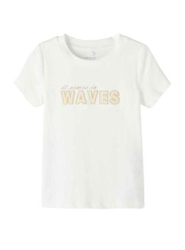 T-Shirt Name It Fleur Branco para Menina