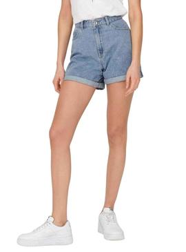 Short Only Vega Mom Denim Azul para Mulher