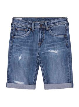 Bermuda Pepe Jeans Cashed Repair Azul Menino