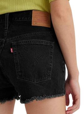 Short Levis 501 Preto Rotos para Mulher
