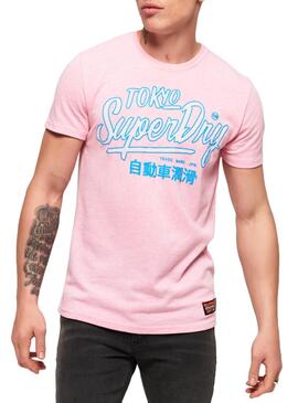 T-Shirt Superdry Ticket Pastel Rosa Homem