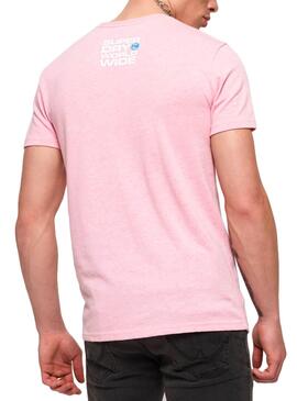 T-Shirt Superdry Ticket Pastel Rosa Homem