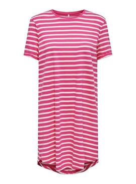 Vestido Only May Listras Rosa para Mulher