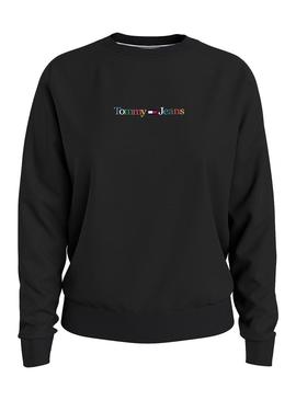 Sweat Tommy Jeans Linear Serif Preto Mulher