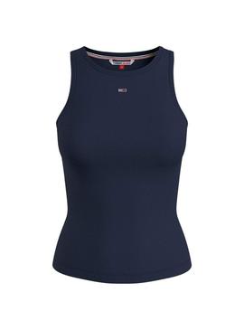 T-Shirt Tommy Jeans Rib Tank Azul Marinho para Mulher