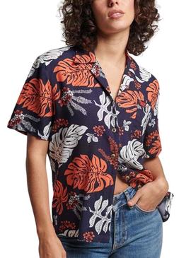 Camisa Superdry Beach Resort Azul Marinho para Mulher