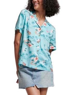 Camisa Superdry Beach Resort Azul para Mulher