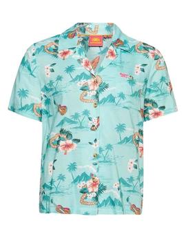 Camisa Superdry Beach Resort Azul para Mulher