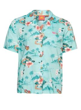 Camisa Superdry Beach Resort Azul para Mulher