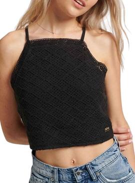 Top Superdry Crochet Preto para Mulher