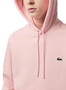 Sweat Lacoste Con Capuz Rosa para Homem
