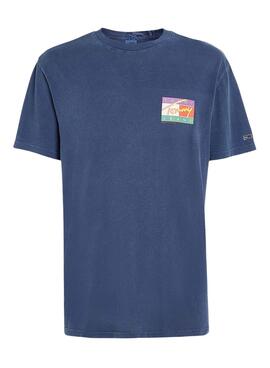 T-Shirt Tommy Jeans Signatura Azul Marinho para Homem