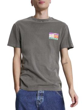 T-Shirt Tommy Jeans Signature Cinza para Homem