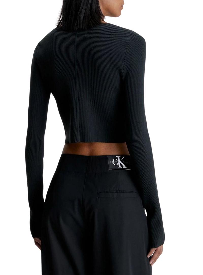 Cárdigan Calvin Klein Hook Preto para Mulher