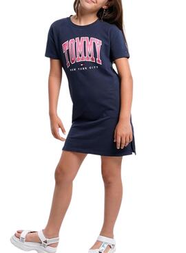 Vestido Tommy Hilfiger Varsity Azul Marinho para Menina