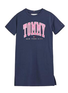 Vestido Tommy Hilfiger Varsity Azul Marinho para Menina