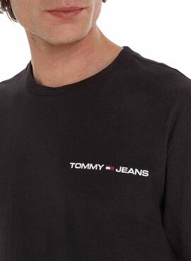 T-Shirt Tommy Jeans Linear Preto para Homem