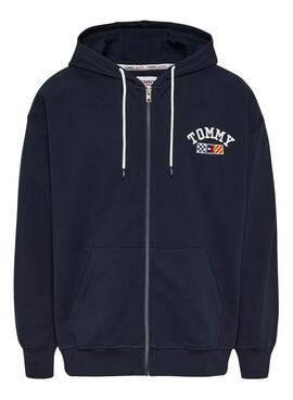 Sweat Tommy Jeans Zip Azul Marinho para Homem