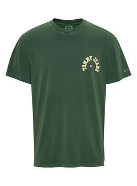T-Shirt Tommy Jeans Curved Verde para Homem