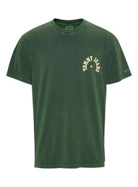 T-Shirt Tommy Jeans Curved Verde para Homem