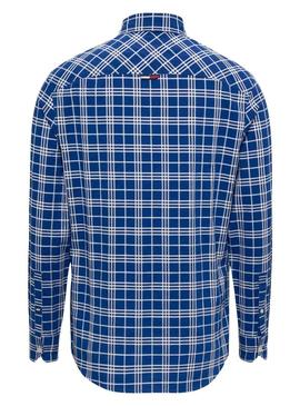 Camisa Tommy Jeans Small Check Azul para Homem