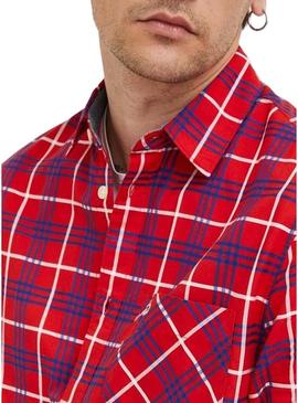 Camisa Tommy Jeans Small Check Vermelho para Homem