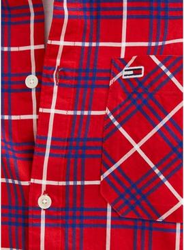 Camisa Tommy Jeans Small Check Vermelho para Homem