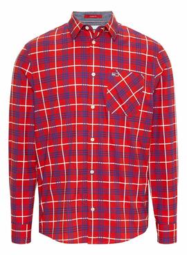 Camisa Tommy Jeans Small Check Vermelho para Homem