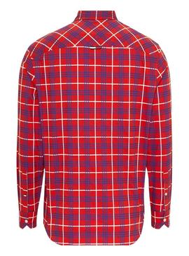 Camisa Tommy Jeans Small Check Vermelho para Homem