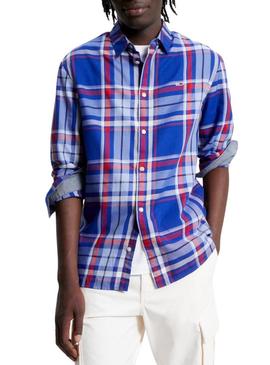 Camisa Tommy Jeans Essential Azul para Homem