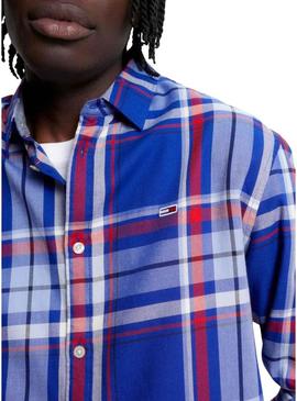 Camisa Tommy Jeans Essential Azul para Homem