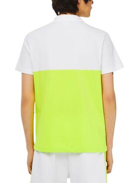 Polo Lacoste Bicolor Branco e Neon para Homem