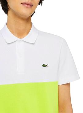 Polo Lacoste Bicolor Branco e Neon para Homem