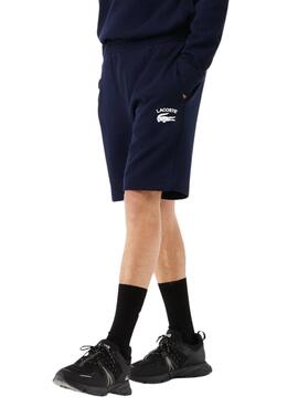 Bermuda Lacoste Bordados Azul Marinho para Homem