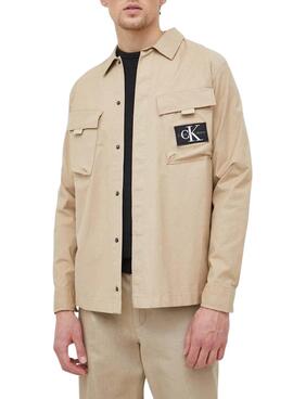Camisa Calvin Klein Utility Cargo Camel Homem
