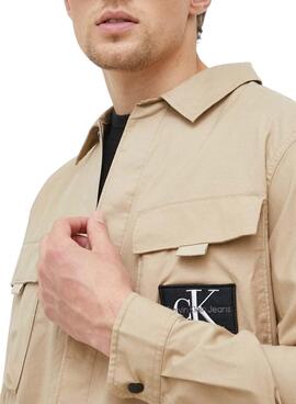 Camisa Calvin Klein Utility Cargo Camel Homem