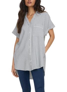 Camisa Only Fenna Listas Cinza para Mulher