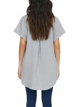 Camisa Only Fenna Listas Cinza para Mulher