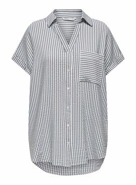 Camisa Only Fenna Listas Cinza para Mulher