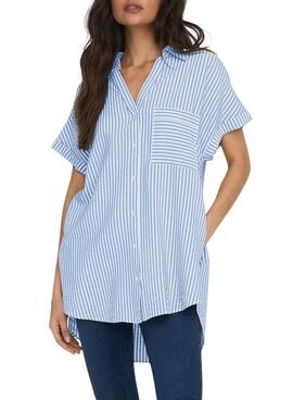 Camisa Only Fenna Listas Azul para Mulher